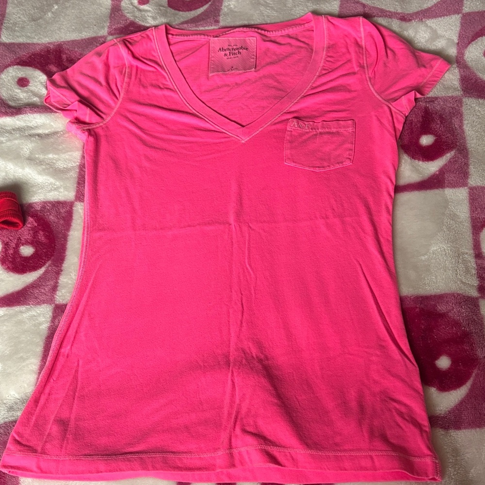 Abercrombie & Fitch Pink V-Neck T-Shirt